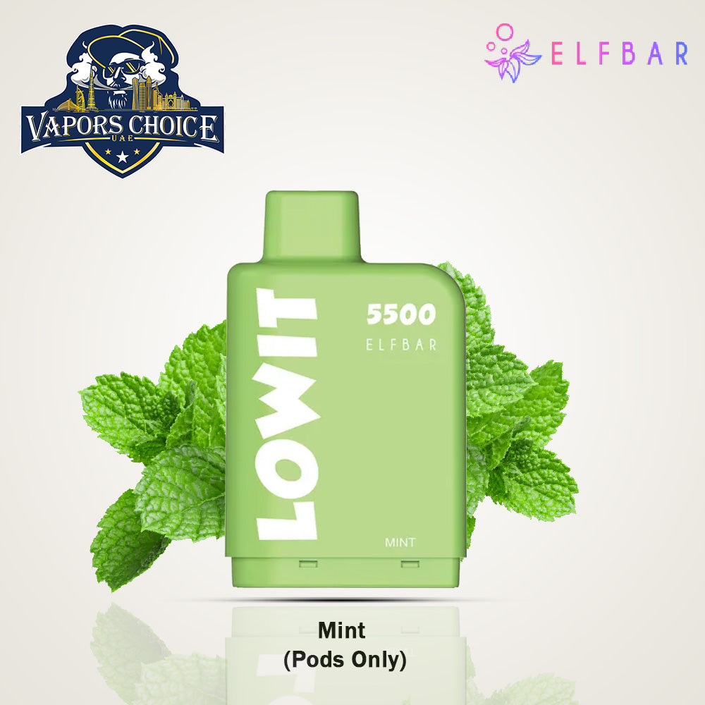 ELFBAR LOWIT (20mg) 5500 PUFFS - DISPOSABLE VAPE PRE-FILLED POD Mint Pods UAE Ras Al-Khaimah